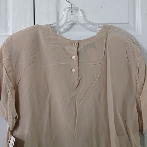 Rena Rowan for Saville vintage   tan short sleeve silk blouse Sz 16 NWT - Picture 8 of 9